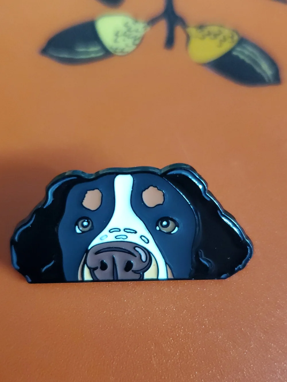 Dog Face Enamel Pin - Black and White Dog Accessory
